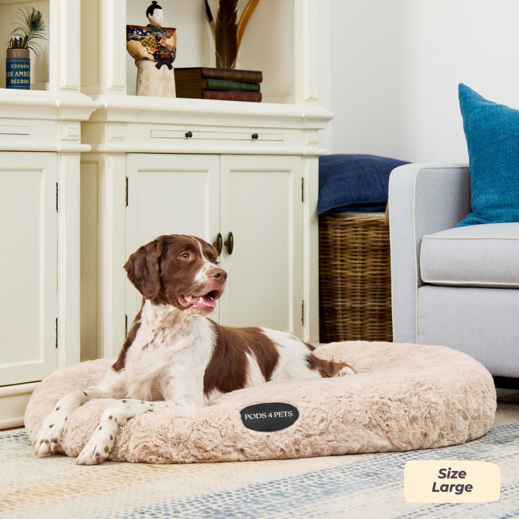 Faux Fur Machine Washable Dog Bed - Sand