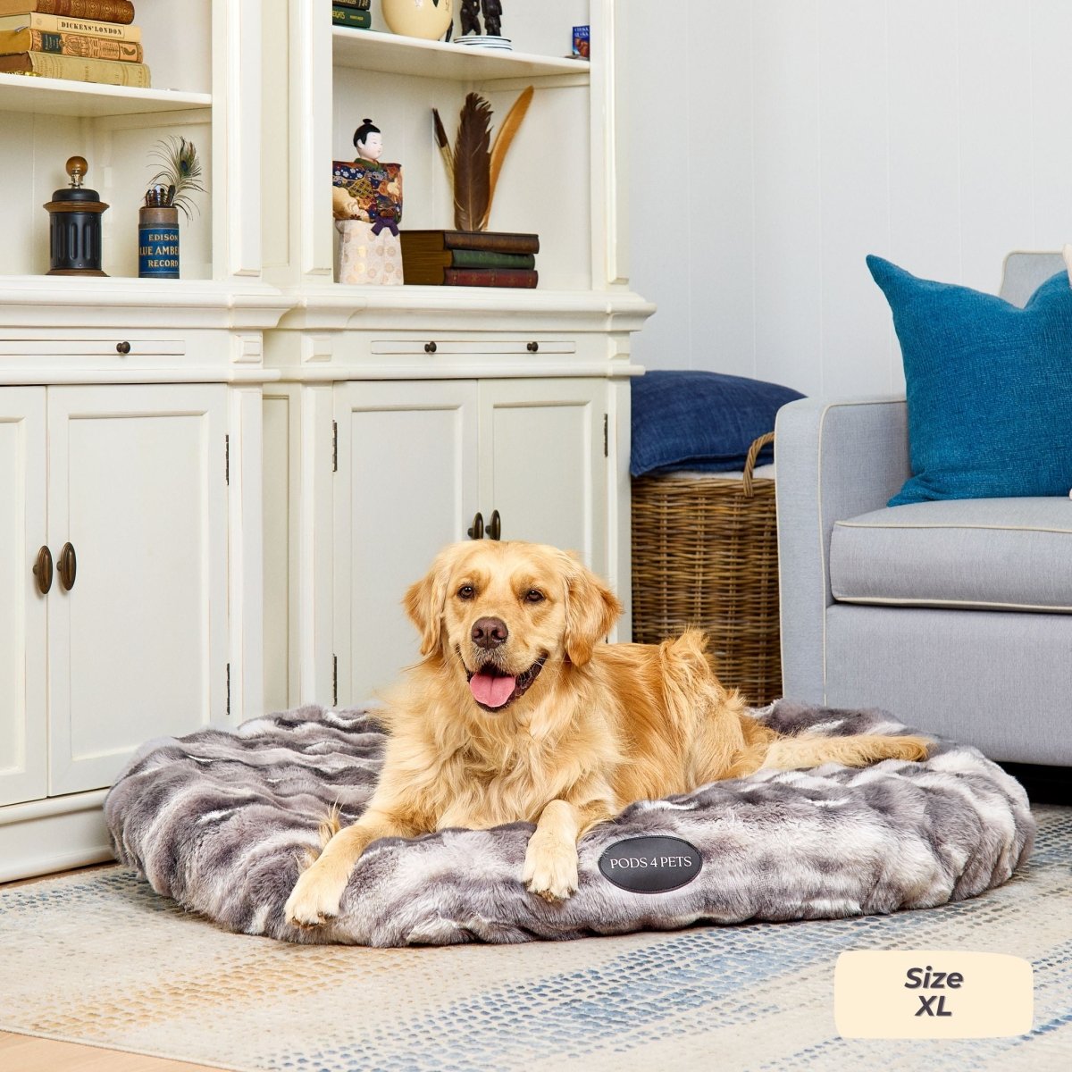 Luxe Bubble Faux Fur Machine Washable Dog Bed - Two Tone Grey
